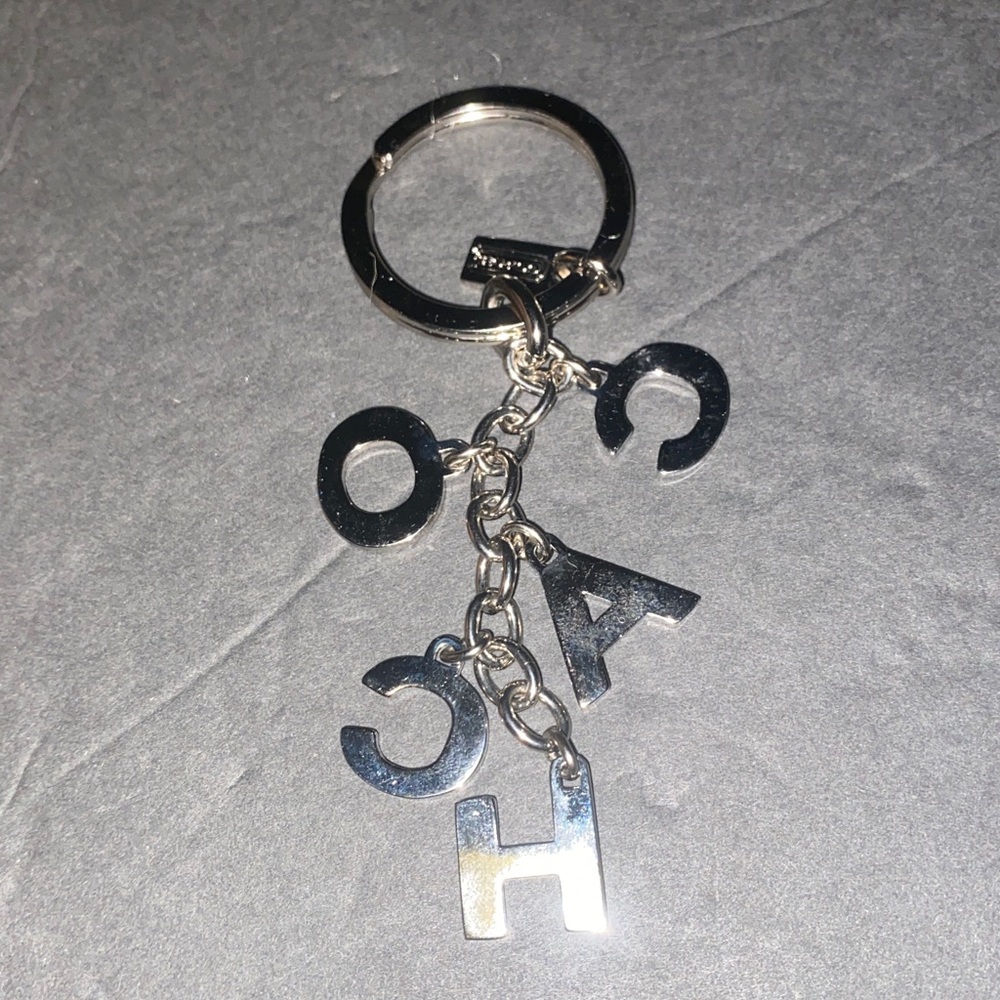 NWOT Coach Silver Swarovski Crystal Letter Keychain Fon Purse Charm - Picture 2 of 3